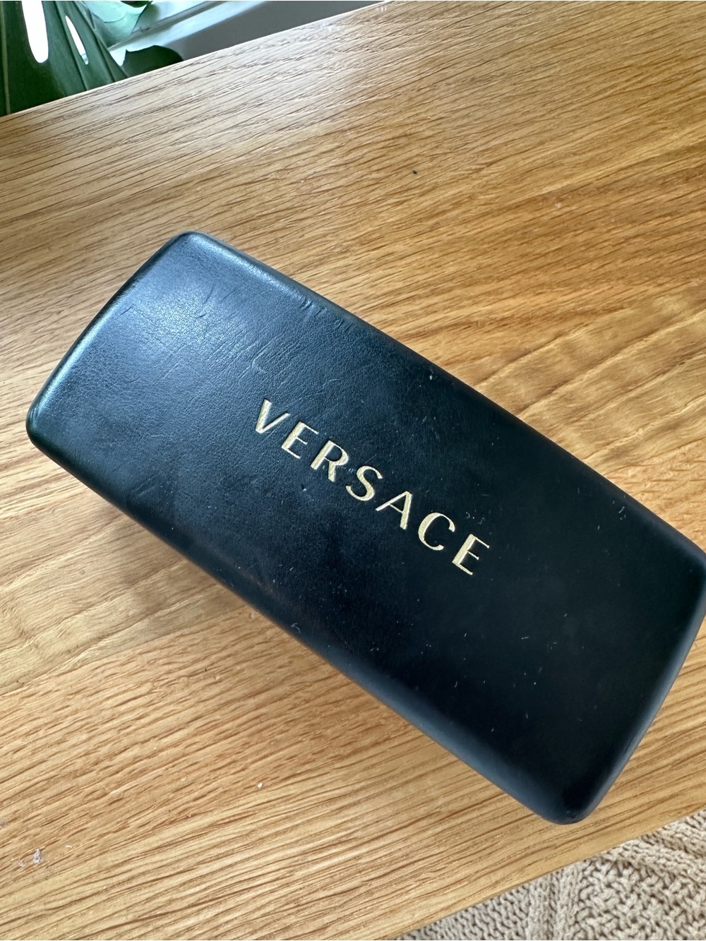 Versace Black Hard Sunglasses Case with Gold Logo Accents